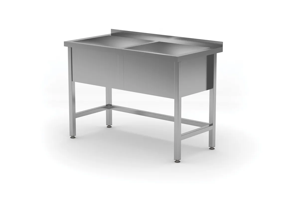Stół z basenem, spawany, dwukomorowy, Profi Line, 1200x600x850 mm, 2x basen H300 mm, 1200x600x850mm HENDI 813485