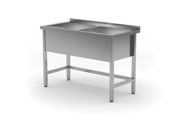 Stół z basenem, spawany, dwukomorowy, Profi Line, 1200x600x850 mm, 2x basen H300 mm, 1200x600x850mm HENDI 813485