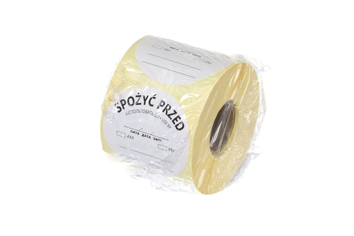 Etykiety Food Safety, wielorazowe - „SPOŻYĆ PRZED” , 500 szt. w rolce, biały, 500 szt., ⌀50mm HENDI 850145