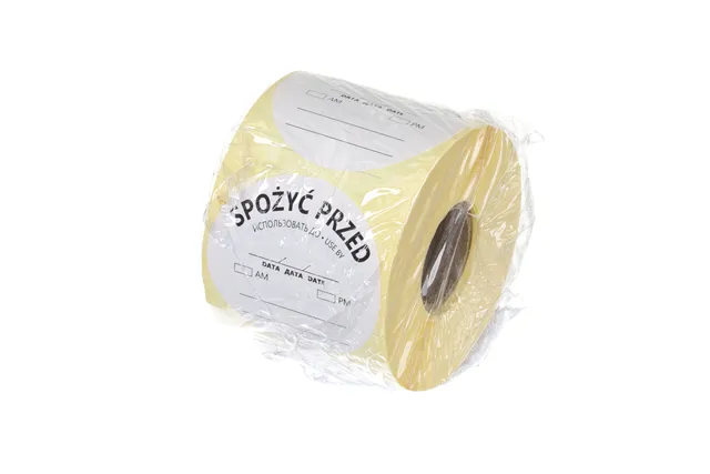 Etykiety Food Safety, wielorazowe - „SPOŻYĆ PRZED” , 500 szt. w rolce, biały, 500 szt., ⌀50mm HENDI 850145