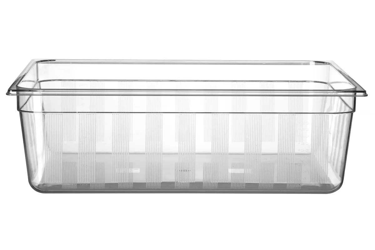 Pojemnik z poliwęglanu GN 2/1, GN 2/1, 58L, transparentny, 650x530x200mm HENDI 861196