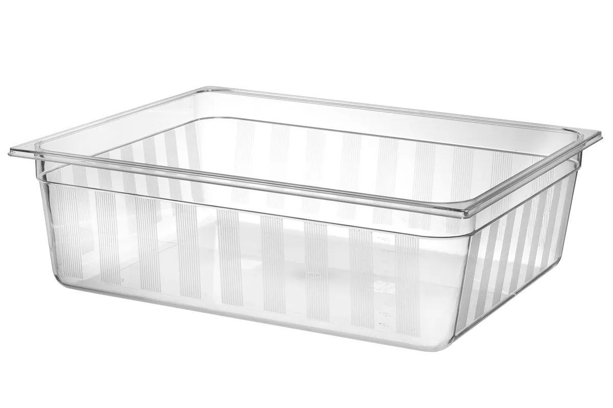 Pojemnik z poliwęglanu GN 2/1, GN 2/1, 58L, transparentny, 650x530x200mm HENDI 861196