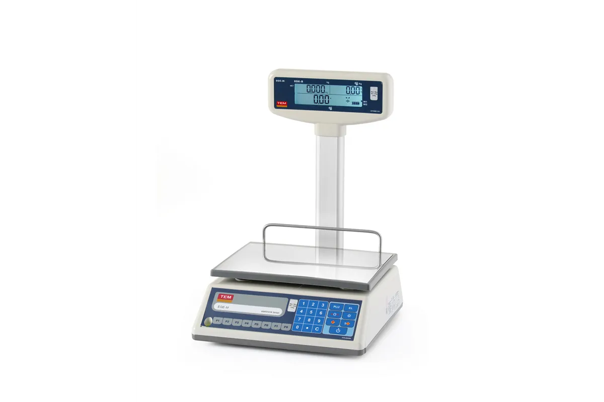 Waga kalkulacyjna LCD z wysięgnikiem i legalizacją, seria EGE, 15 kg, 325x377x394mm TEM TEM015B1D