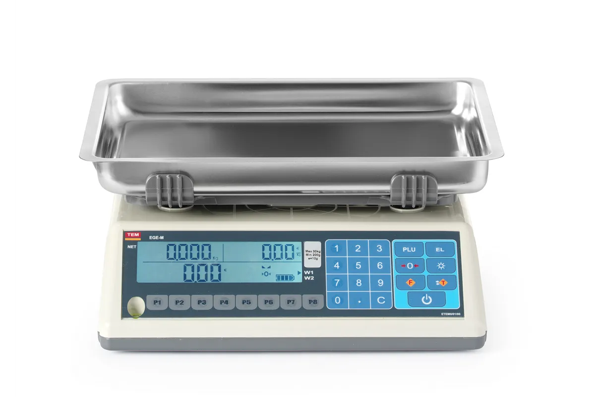 Waga kalkulacyjna LCD z legalizacją, seria EGE, głęboka szalka, 30 kg, 355x330x155mm TEM TEM030C-PZR