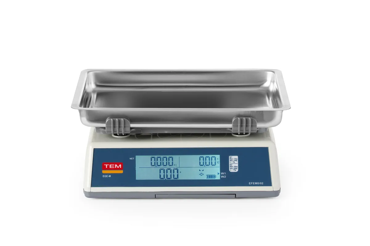 Waga kalkulacyjna LCD z legalizacją, seria EGE, głęboka szalka, 30 kg, 355x330x155mm TEM TEM030C-PZR