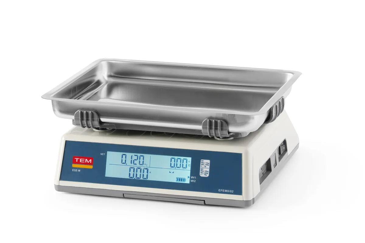 Waga kalkulacyjna LCD z legalizacją, seria EGE, głęboka szalka, 30 kg, 355x330x155mm TEM TEM030C-PZR