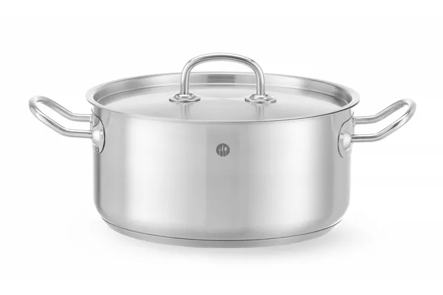 Garnek niski z pokrywką, Kitchen Line, 4,9L, ⌀240x110mm HENDI 836026