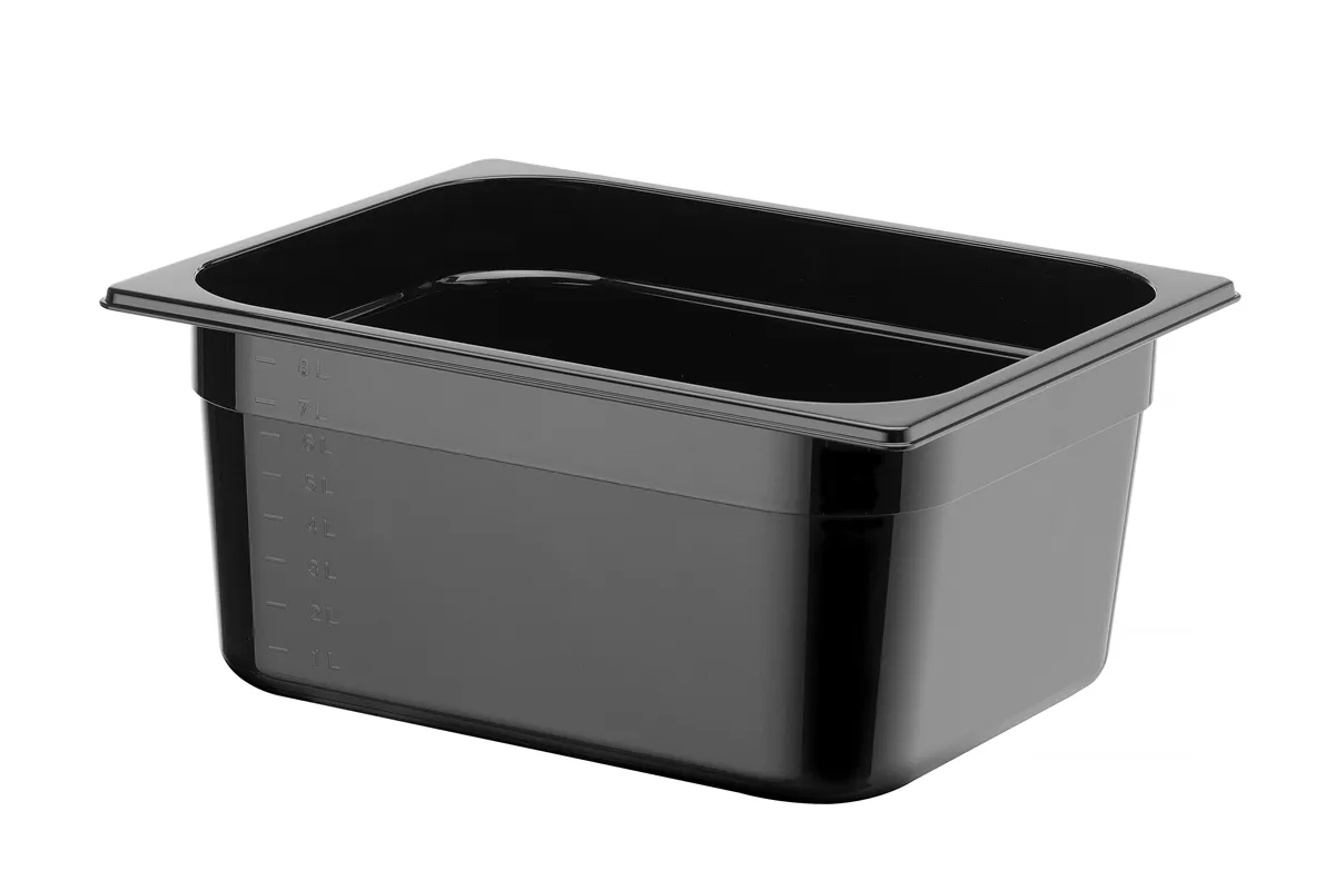 Pojemnik GN 1/2 z czarnego poliwęglanu, Profi Line, GN 1/2, 9,5L, czarny, 325x265x150mm HENDI 862414