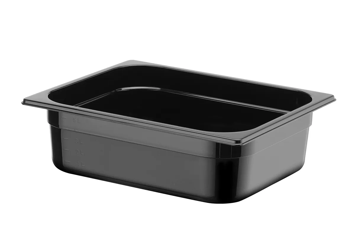 Pojemnik GN 1/2 z czarnego poliwęglanu, Profi Line, GN 1/2, 6,5L, czarny, 325x265x100mm HENDI 862421