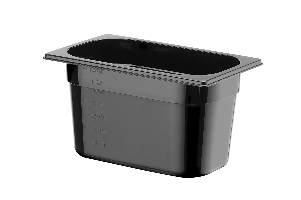 Pojemnik GN 1/4 z czarnego poliwęglanu, Profi Line, GN 1/4, 4L, czarny, 265x162x150mm HENDI 862612