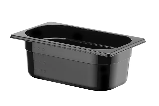 Pojemnik GN 1/4 z czarnego poliwęglanu, Profi Line, GN 1/4, 2,8L, czarny, 265x162x100mm HENDI 862629