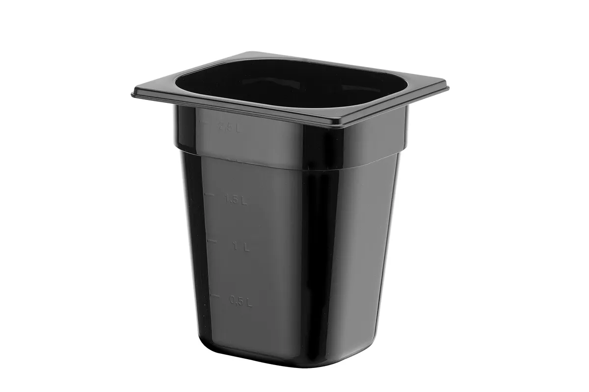 Pojemnik GN 1/6 z czarnego poliwęglanu, Profi Line, GN 1/6, 3,4L, czarny, 176x162x200mm HENDI 862704