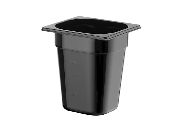 Pojemnik GN 1/6 z czarnego poliwęglanu, Profi Line, GN 1/6, 3,4L, czarny, 176x162x200mm HENDI 862704