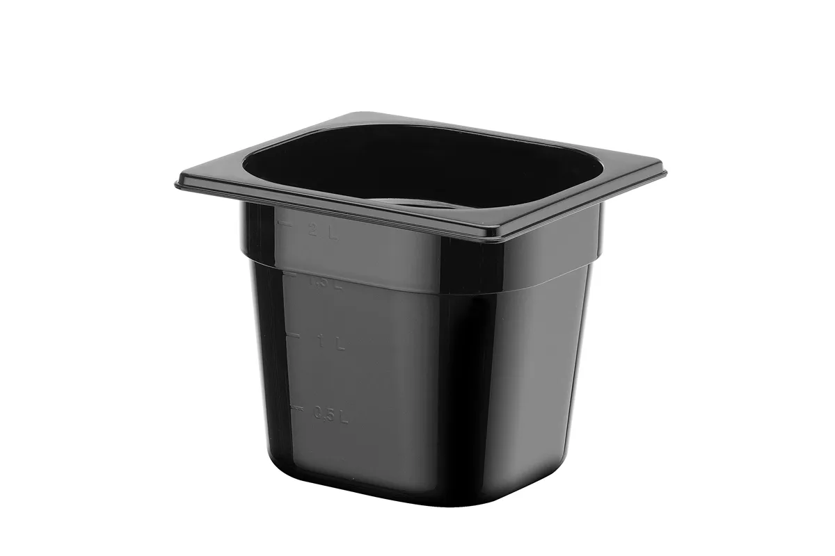 Pojemnik GN 1/6 z czarnego poliwęglanu, Profi Line, GN 1/6, 2,4L, czarny, 176x162x150mm HENDI 862711