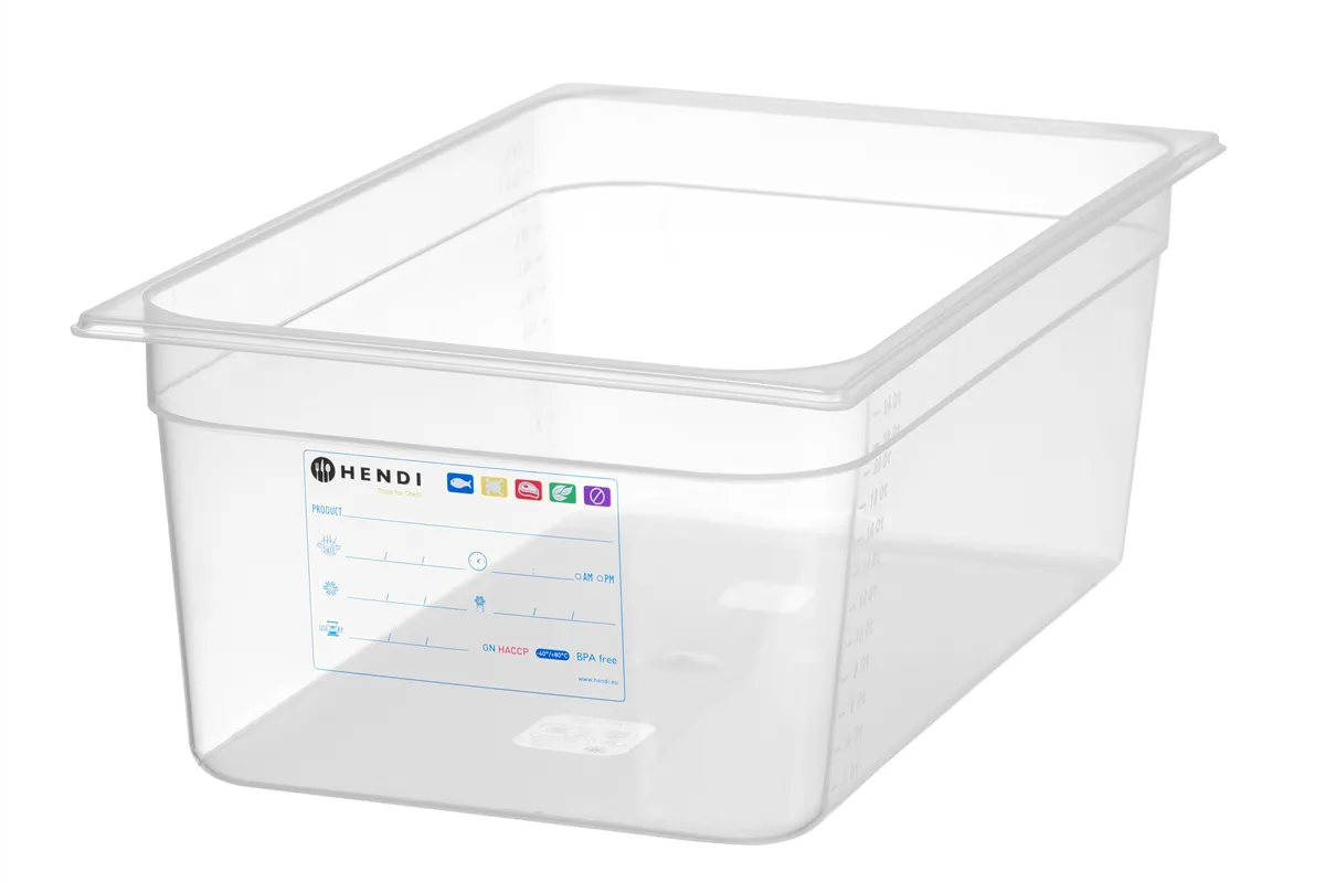 Pojemnik GN 1/1 HACCP, GN 1/1, 28L, transparentny, 530x325x200mm HENDI 880050