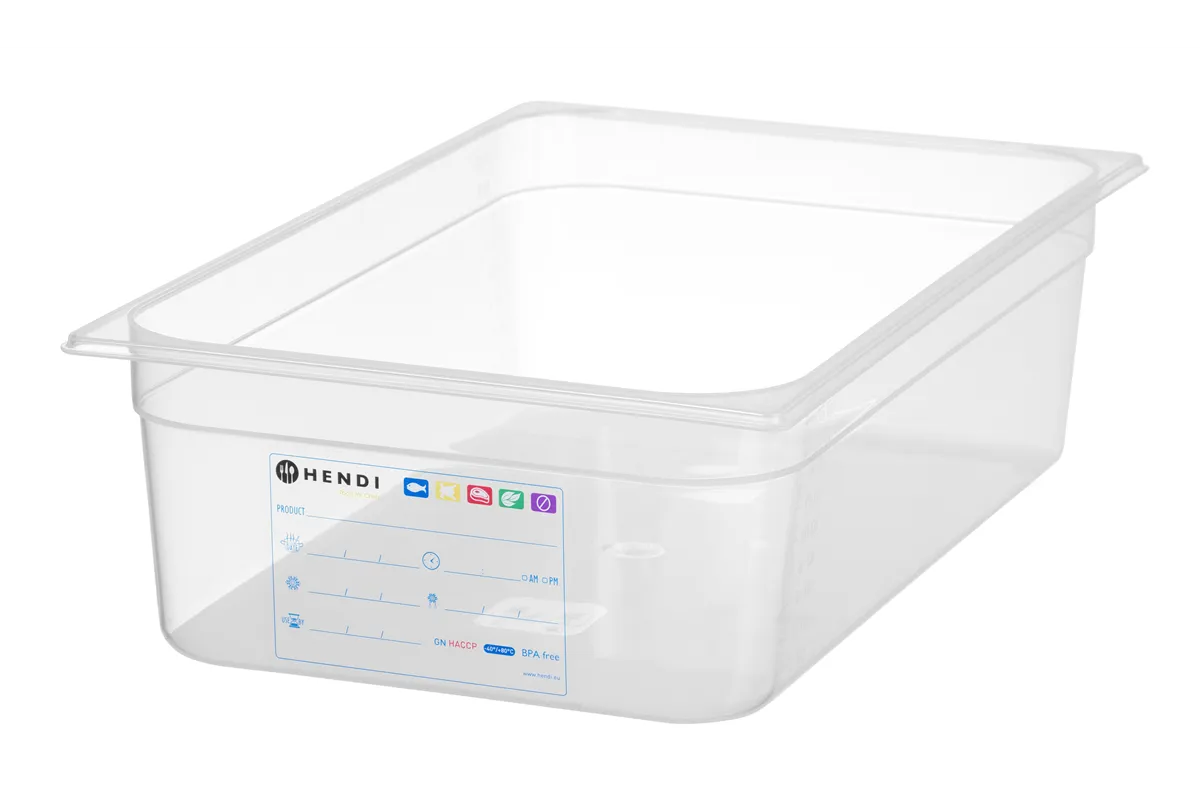 Pojemnik GN 1/1 HACCP, GN 1/1, 21L, transparentny, 530x325x150mm HENDI 880067