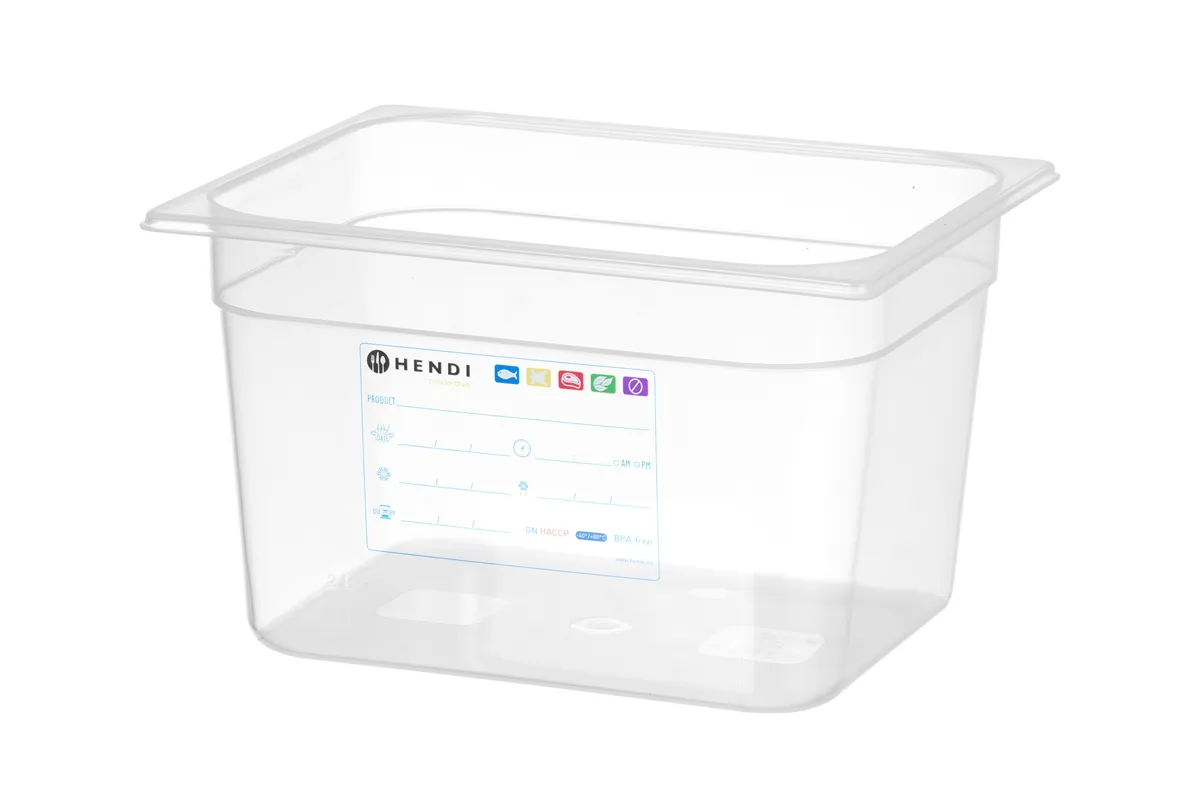 Pojemnik GN 1/2 HACCP, GN 1/2, 12,5L, transparentny, 325x265x200mm HENDI 880159