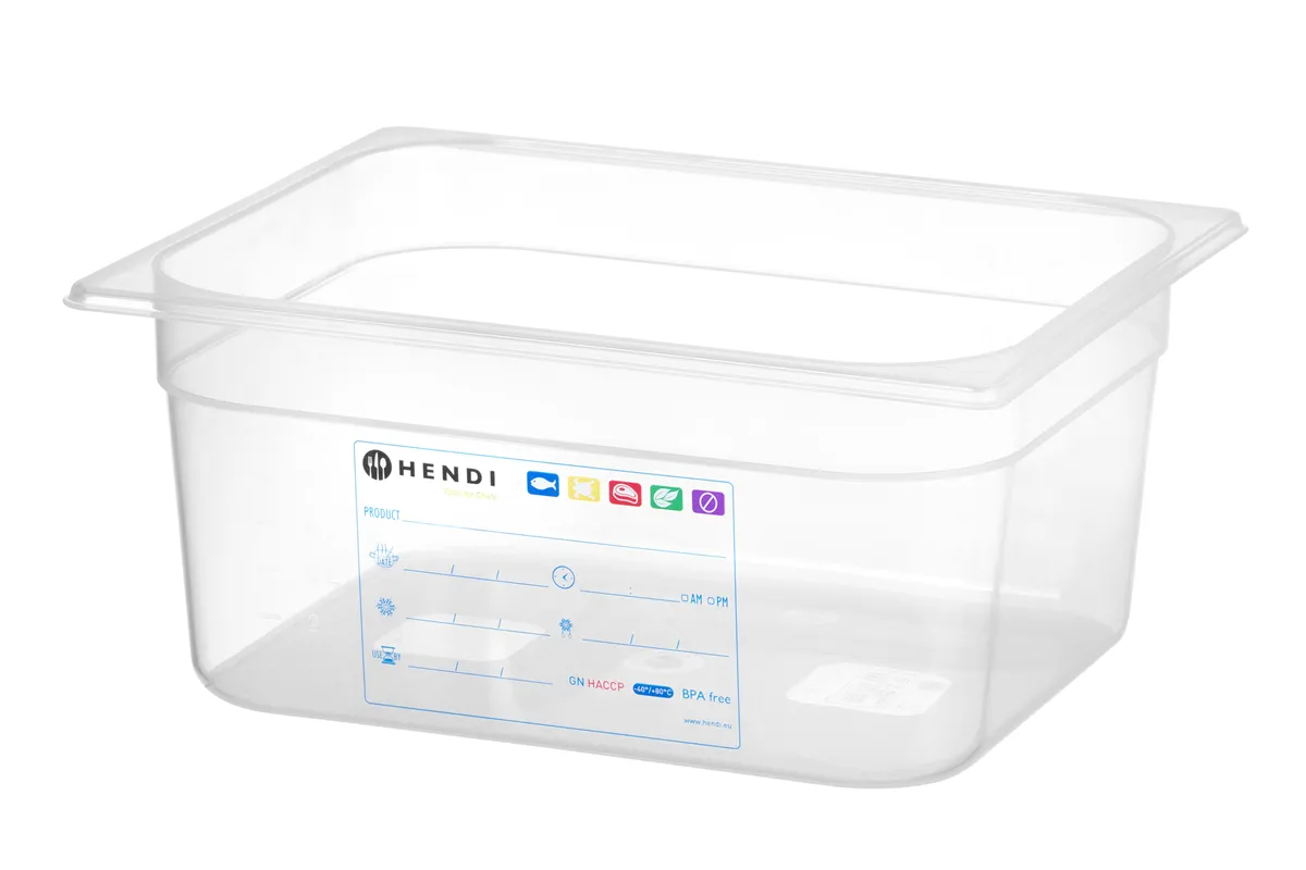 Pojemnik GN 1/2 HACCP, GN 1/2, 9,5L, transparentny, 325x265x150mm HENDI 880166