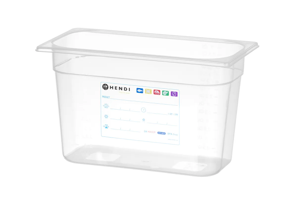 Pojemnik GN 1/3 HACCP, GN 1/3, 7,8L, transparentny, 325x176x200mm HENDI 880258