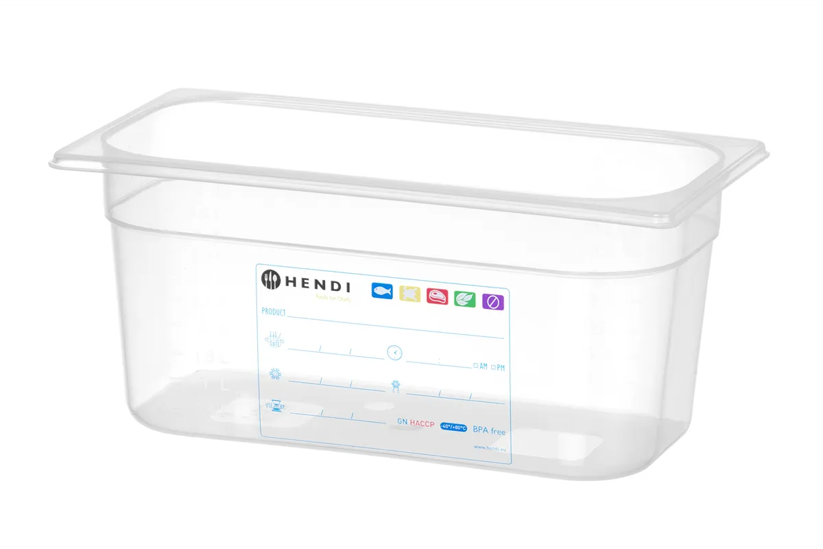 Pojemnik GN 1/3 HACCP, GN 1/3, 5,7L, transparentny, 325x176x150mm HENDI 880265