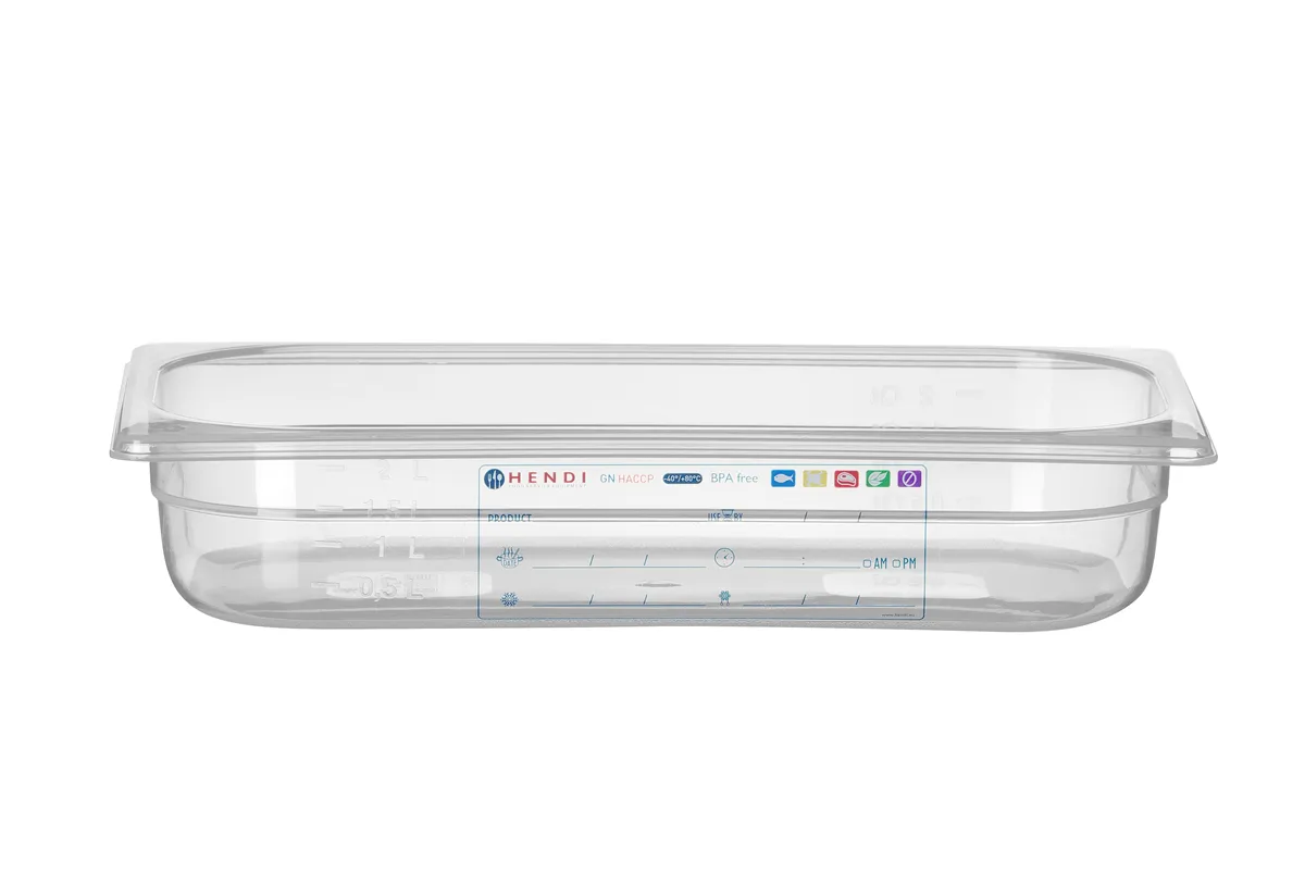 Pojemnik GN 1/3 HACCP, GN 1/3, 2,5L, transparentny, 325x176x65mm HENDI 880289