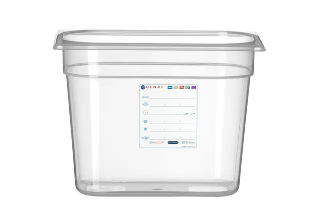 Pojemnik GN 1/4 HACCP, GN 1/4, 5,5L, transparentny, 265x162x200mm HENDI 880357