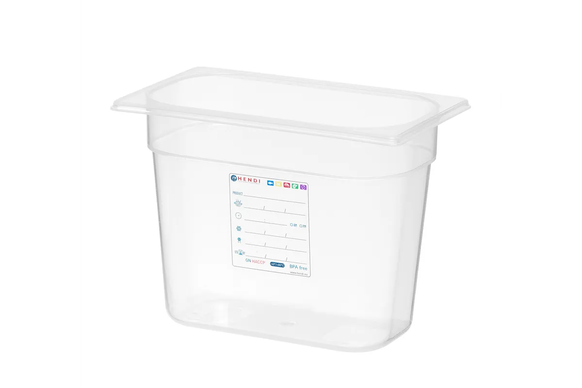 Pojemnik GN 1/4 HACCP, GN 1/4, 5,5L, transparentny, 265x162x200mm HENDI 880357