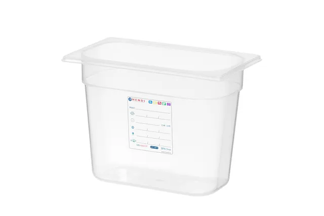 Pojemnik GN 1/4 HACCP, GN 1/4, 5,5L, transparentny, 265x162x200mm HENDI 880357