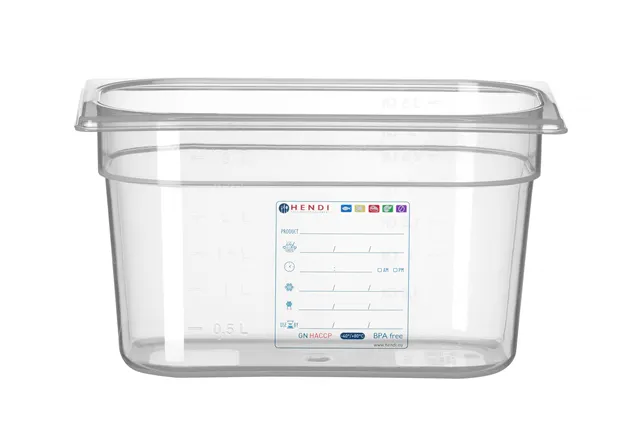 Pojemnik GN 1/4 HACCP, GN 1/4, 4L, transparentny, 265x162x150mm HENDI 880364