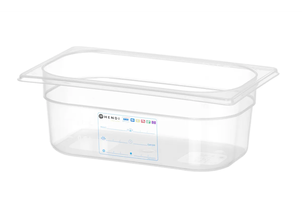 Pojemnik GN 1/4 HACCP, GN 1/4, 2,8L, transparentny, 265x162x100mm HENDI 880371