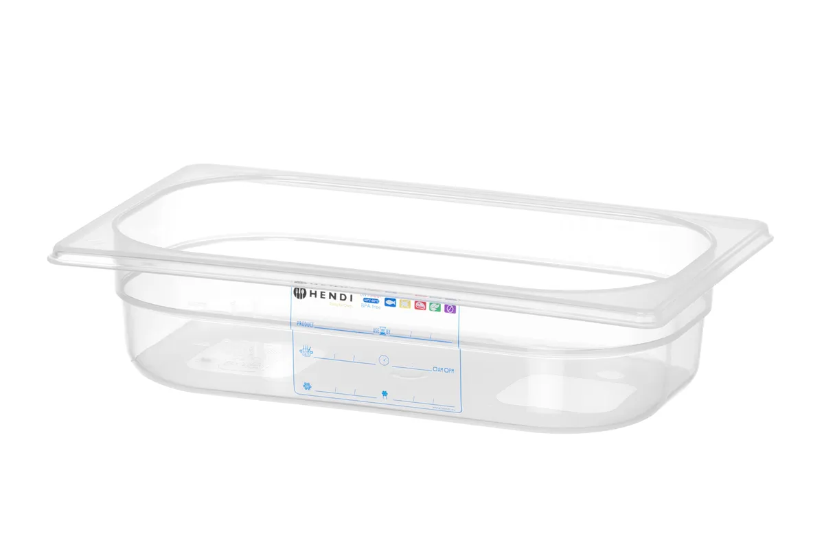 Pojemnik GN 1/4 HACCP, GN 1/4, 1,8L, transparentny, 265x162x65mm HENDI 880388