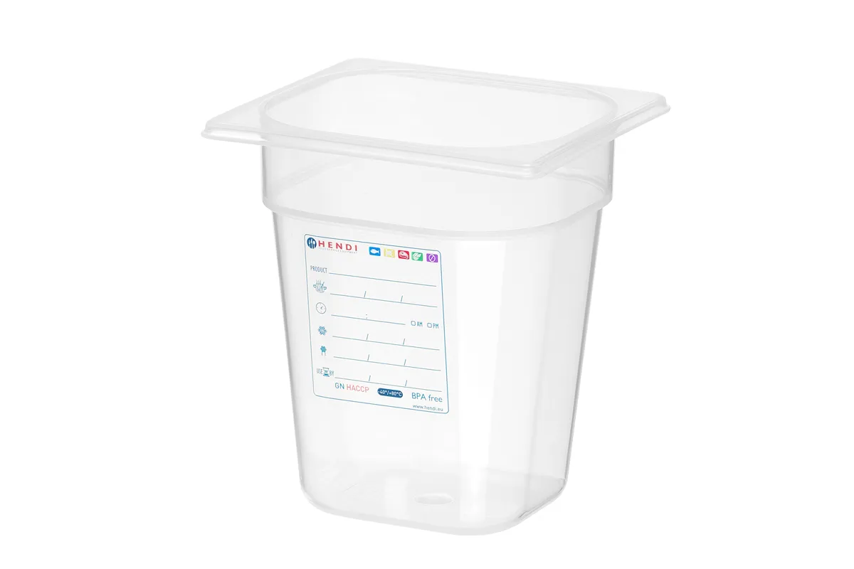 Pojemnik GN 1/6 HACCP, GN 1/6, 3,4L, transparentny, 176x162x200mm HENDI 880456