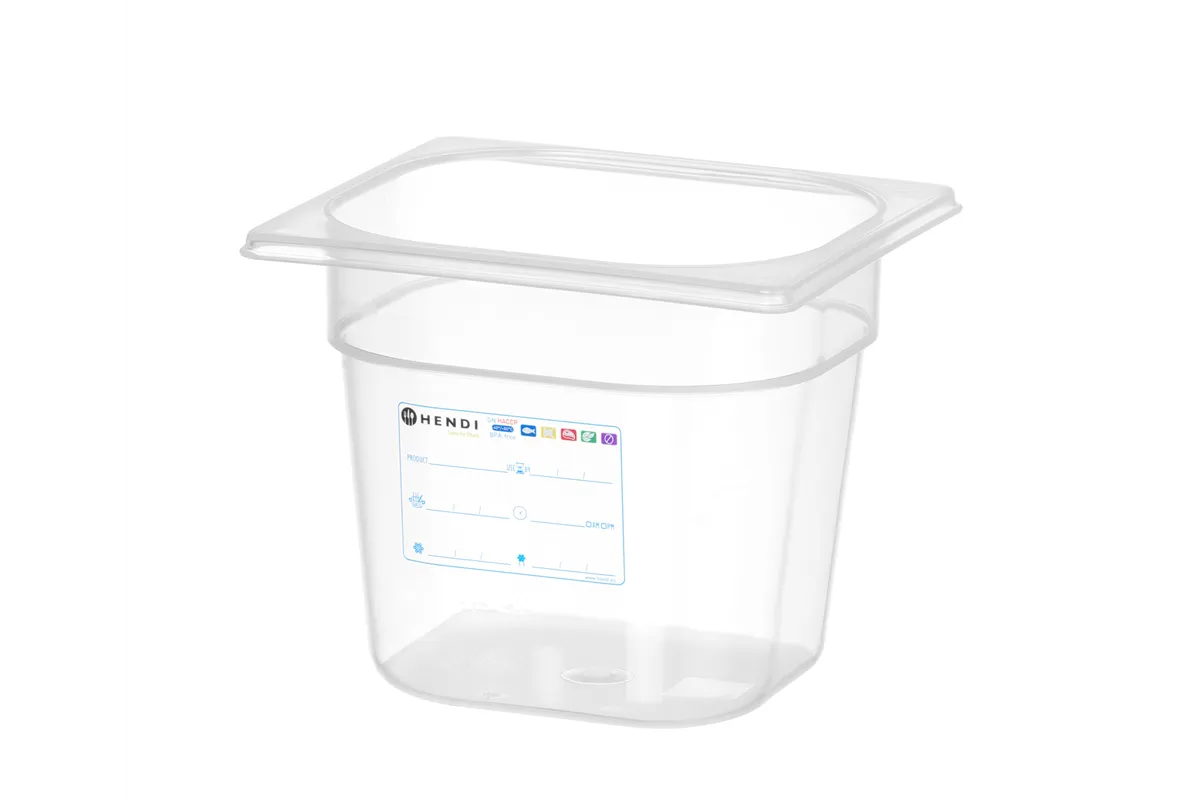 Pojemnik GN 1/6 HACCP, GN 1/6, 2,4L, transparentny, 176x162x150mm HENDI 880463