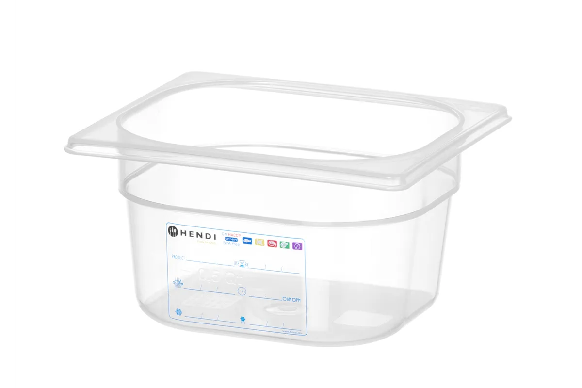 Pojemnik GN 1/6 HACCP, GN 1/6, 1,6L, transparentny, 176x162x100mm HENDI 880470