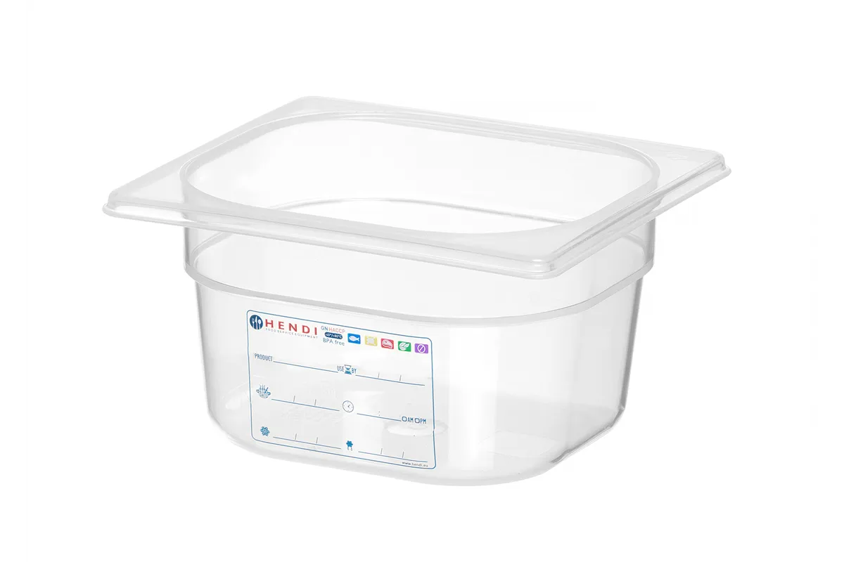 Pojemnik GN 1/6 HACCP, GN 1/6, 1,6L, transparentny, 176x162x100mm HENDI 880470