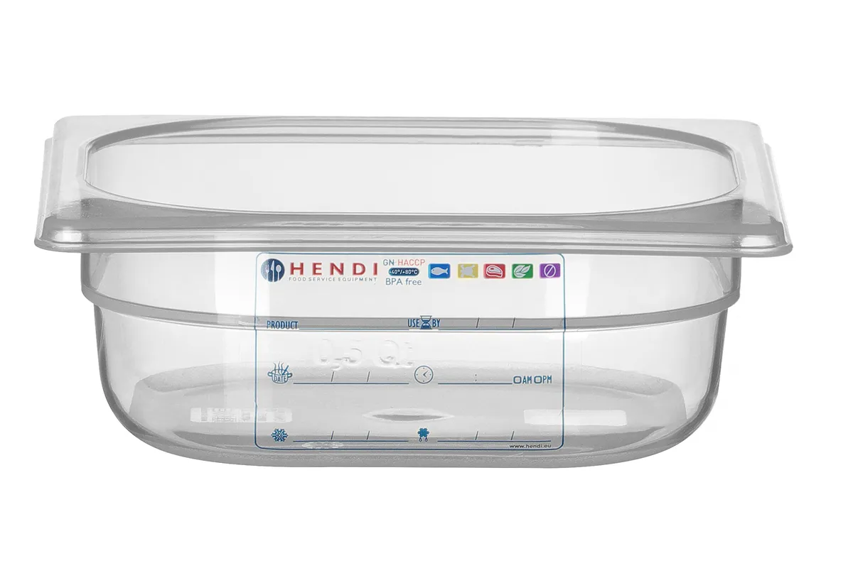 Pojemnik GN 1/6 HACCP, GN 1/6, 1L, transparentny, 176x162x65mm HENDI 880487