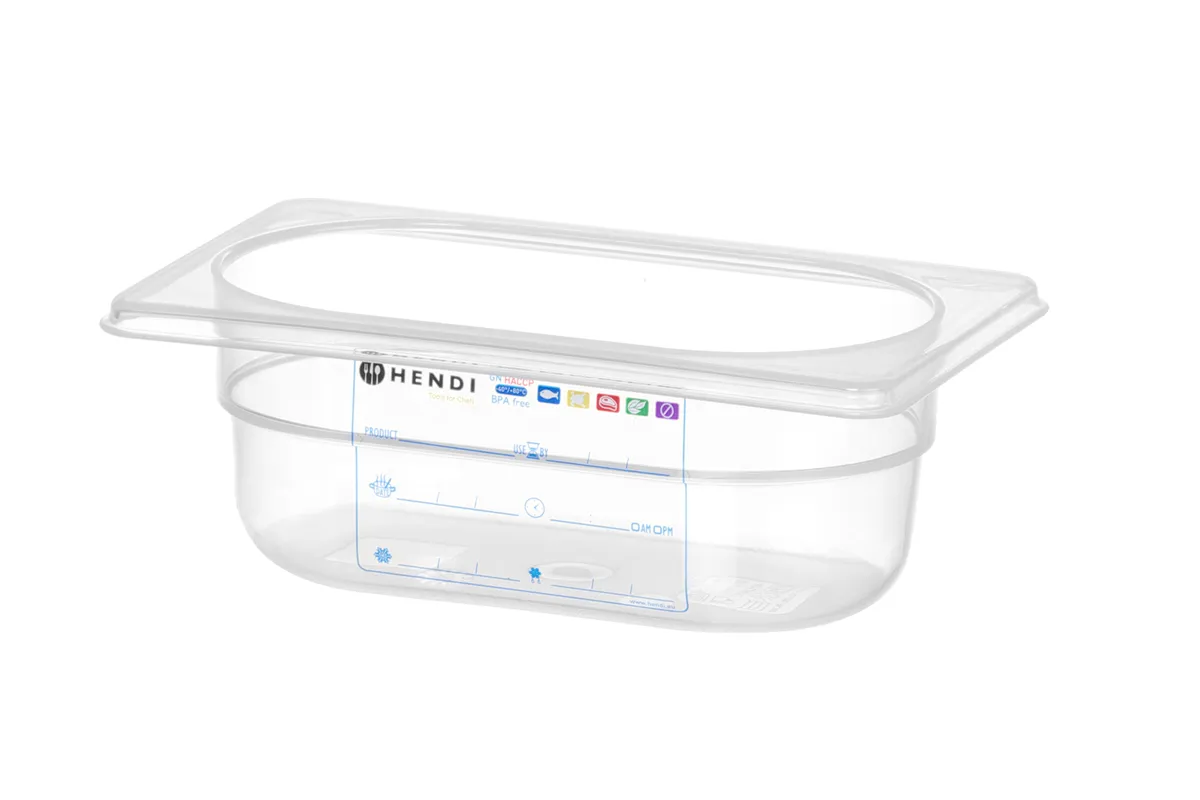 Pojemnik GN 1/9 HACCP, GN 1/9, 0,6L, transparentny, 176x108x65mm HENDI 880562