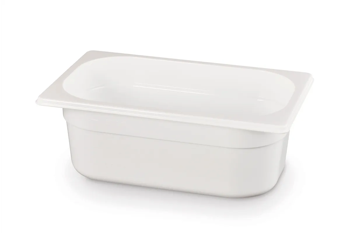Pojemnik GN 1/4 z białego poliwęglanu, GN 1/4, 2,8L, biały, 265x162x100mm HENDI 862674