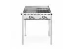 Grill Green Fire 2-palnikowy, Profi Line, Emaliowana patelnia żeliwna i ruszt GN 1/1, 11,6kW, 740x615x825mm HENDI 149508