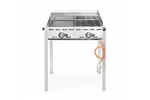 Grill Green Fire 2-palnikowy, Profi Line, Emaliowana patelnia żeliwna i ruszt GN 1/1, 11,6kW, 740x615x825mm HENDI 149508