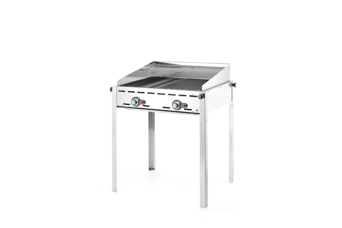 Grill Green Fire 2-palnikowy, Profi Line, Emaliowana patelnia żeliwna i ruszt GN 1/1, 11,6kW, 740x615x825mm HENDI 149508