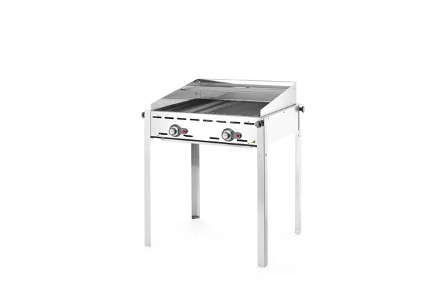 Grill Green Fire 2-palnikowy, Profi Line, Emaliowana patelnia żeliwna i ruszt GN 1/1, 11,6kW, 740x615x825mm HENDI 149508
