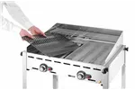 Grill Green Fire 2-palnikowy, Profi Line, Emaliowana patelnia żeliwna i ruszt GN 1/1, 11,6kW, 740x615x825mm HENDI 149508