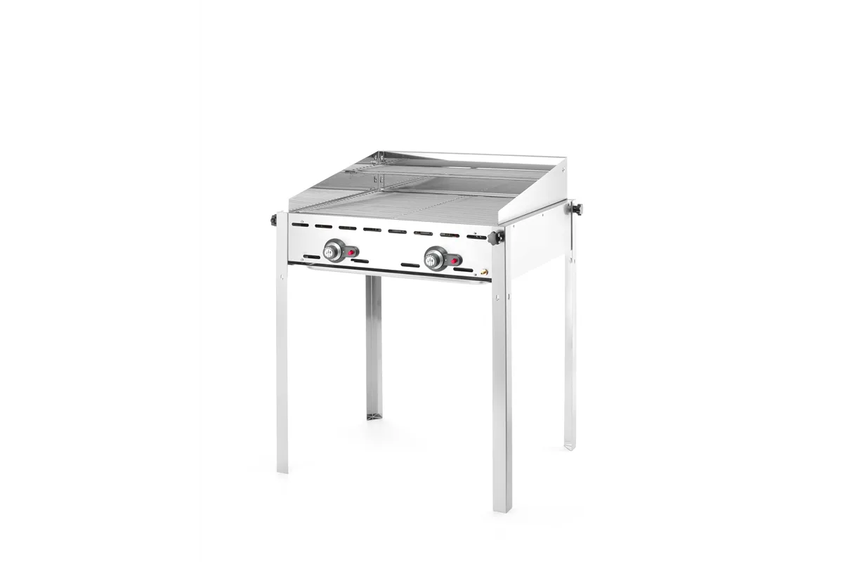 Grill Green Fire 2-palnikowy, Profi Line, 2 ruszty ze stali nierdzewnej GN 1/1, 11,6kW, 740x612x825mm HENDI 149621