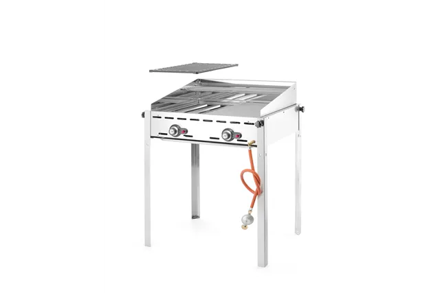 Grill Green Fire 2-palnikowy, Profi Line, 2 ruszty ze stali nierdzewnej GN 1/1, 11,6kW, 740x612x825mm HENDI 149621