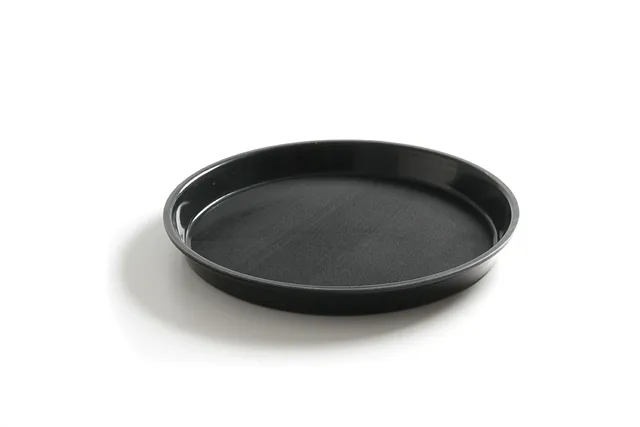 Taca do serwowania z polipropylenu, antypoślizgowa, okrągła, wysoki rant, czarna, ⌀360x39mm HENDI 878408