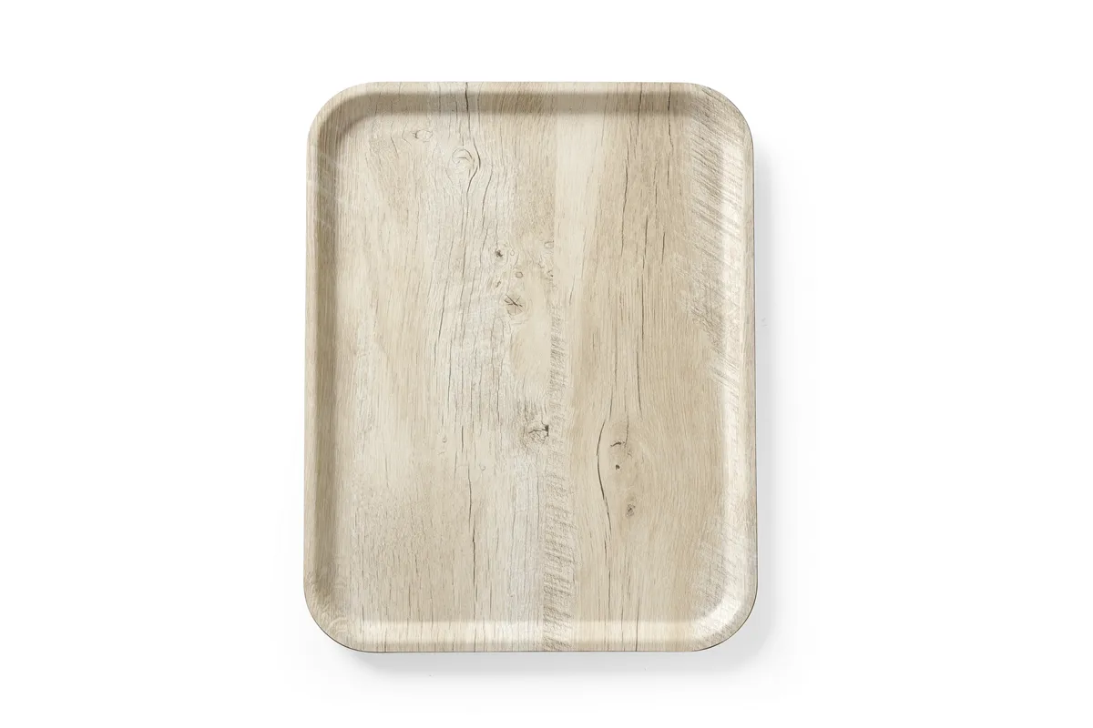 Taca do serwowania z laminatem z melaminy, antypoślizgowa, z wzorem drewna, jasne drewno, 330x430mm AmerBox 508862