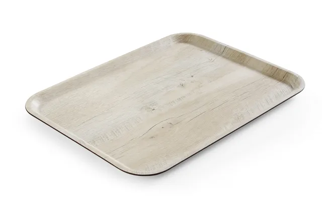 Taca do serwowania z laminatem z melaminy, antypoślizgowa, z wzorem drewna, jasne drewno, 330x430mm AmerBox 508862