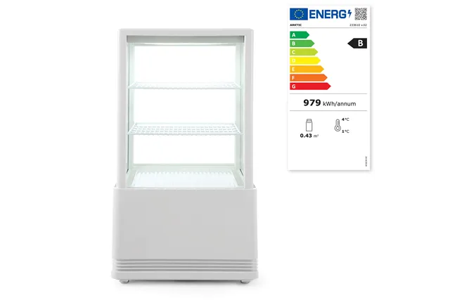Witryna chłodnicza nastawna, 58 l, biały, 230V/170W, 452x406x830mm Arktic 233610