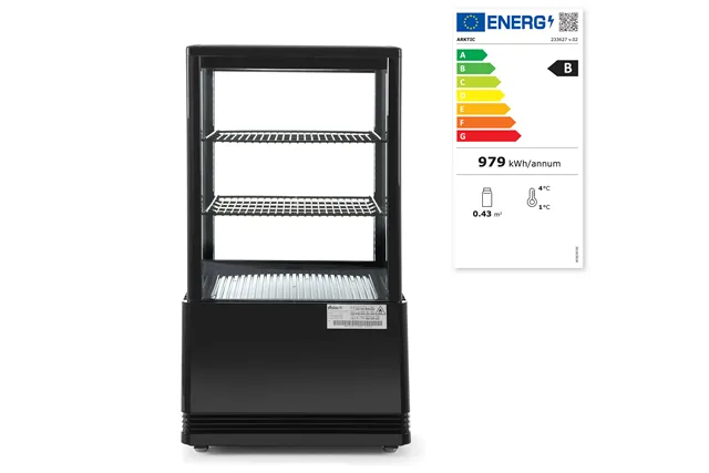 Witryna chłodnicza nastawna, 58 l, czarny, 230V/170W, 452x406x830mm Arktic 233627